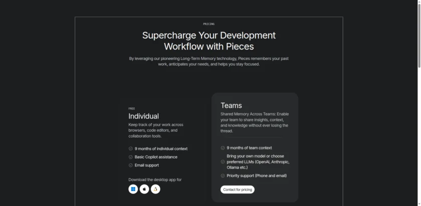 pieces-for-developers - Pricing