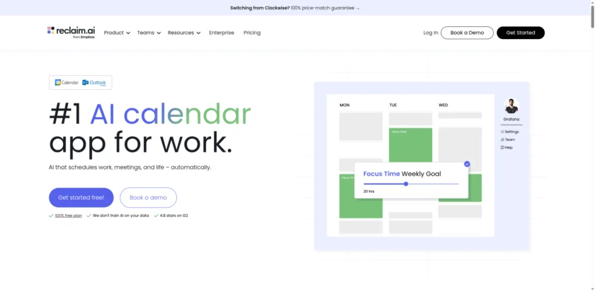 reclaim-ai - Reclaim.ai 官网首页截图