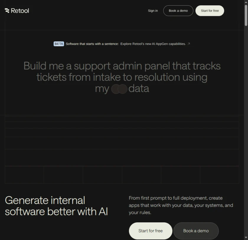 Retool 官网首页截图
