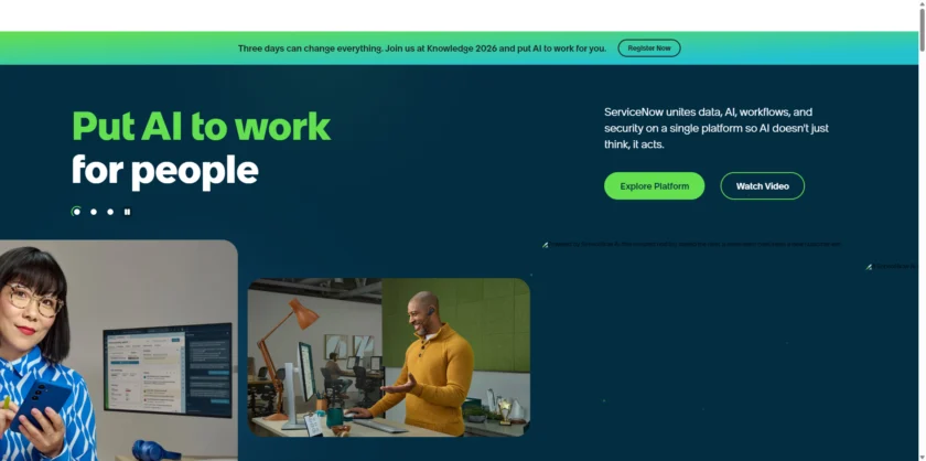 ServiceNow AI Agents 官网首页截图