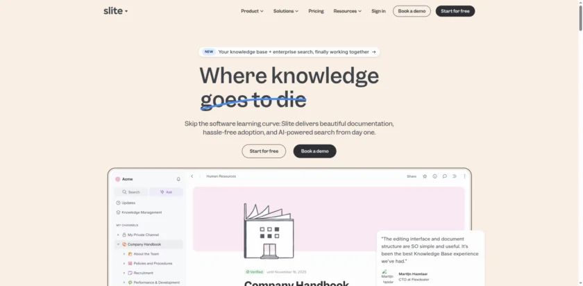 Slite 官网首页截图