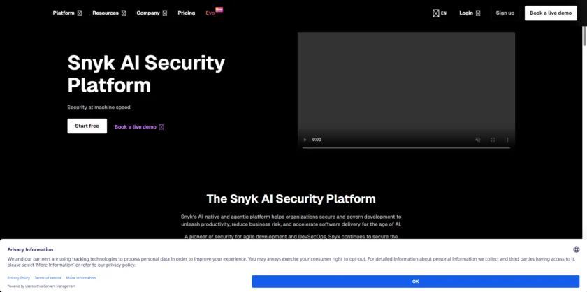 Snyk Code 官网首页截图