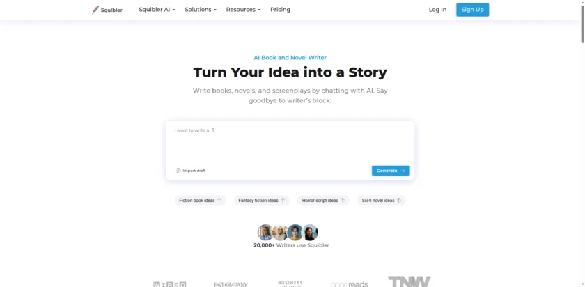 Squibler 官网首页截图