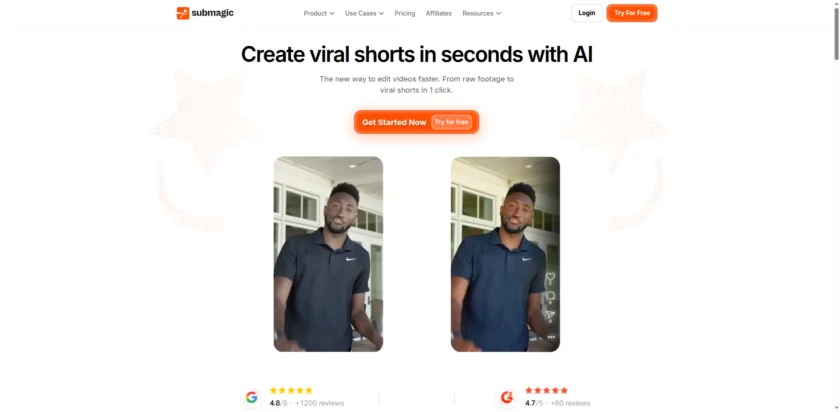 Submagic 官网首页截图