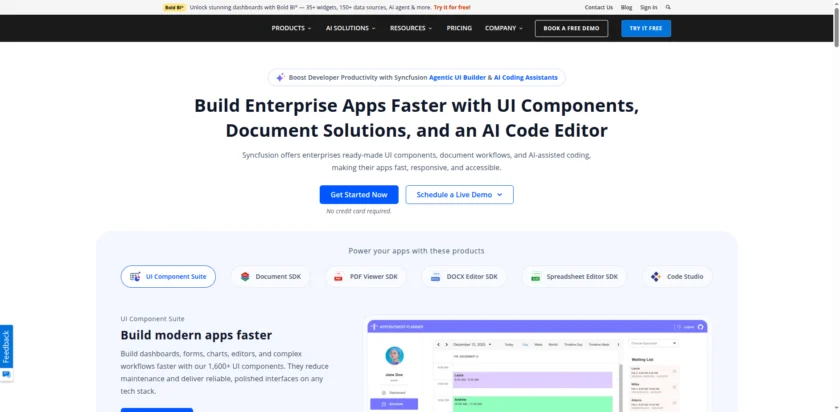 Syncfusion Code Studio 官网首页截图