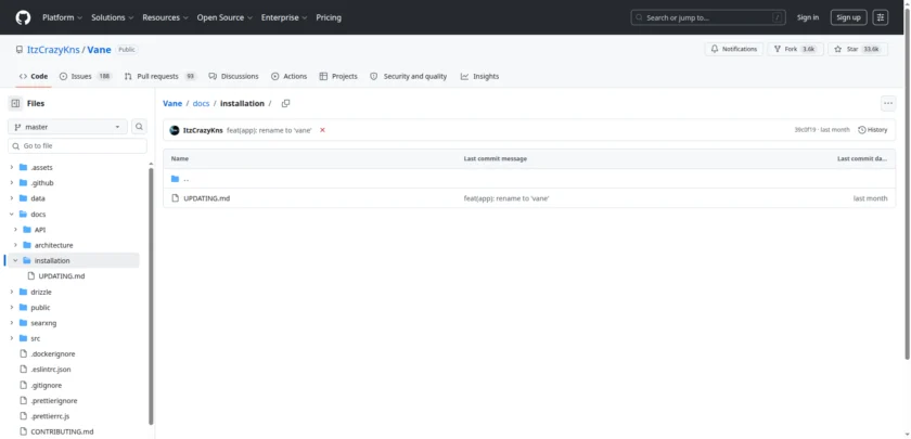 Vane/docs/installation at master · ItzCrazyKns/Vane · GitHub
