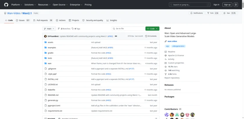 Wan Video 仓库首页截图