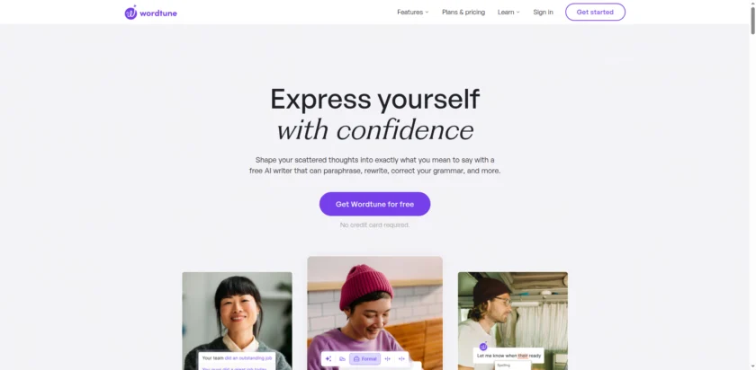 Wordtune 官网首页截图