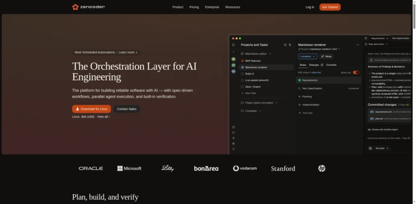 Zencoder 官网首页截图